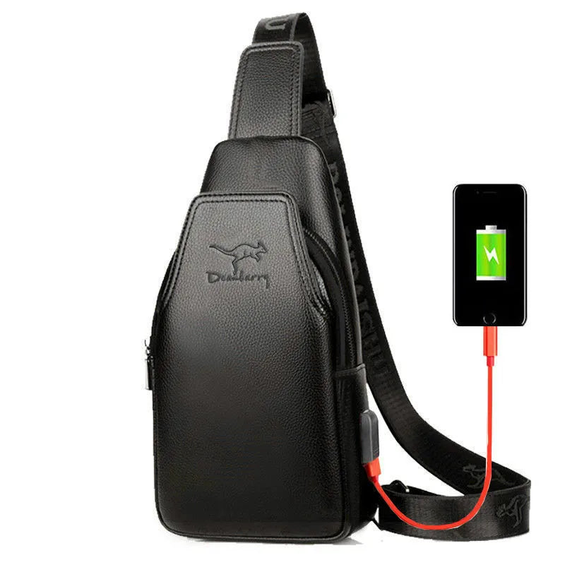 Design UBS Soft Leather Men Chest Bag Anti Theft Mens Shoulder Bags Casual Sports Travel Messenger Bags Man Business Bag Purses