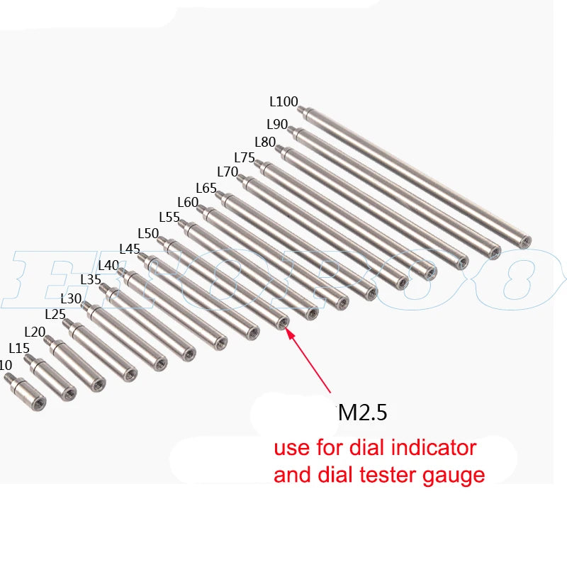 Stainless Steels Extension Legs for Indicator Extension Stem Rods For Dial Indicators Probe Connecting Rod HSS M2.5*10mm-100