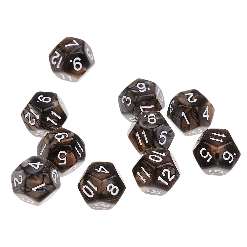 10pieces 12 Sided Dice Set D12 Polyhedral Dice for Dungeons and Dragons Party Table Games