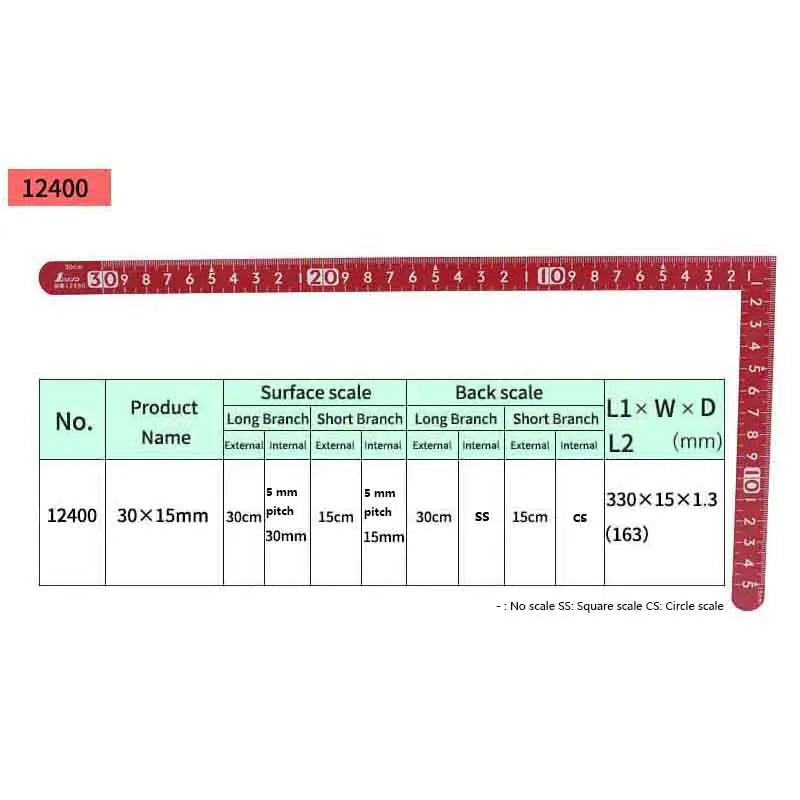 Penguin SHINWA Carpenter's Squares Curve Ruler 30*15cm Reverse Angle Scale 12400 12416 12411 12476