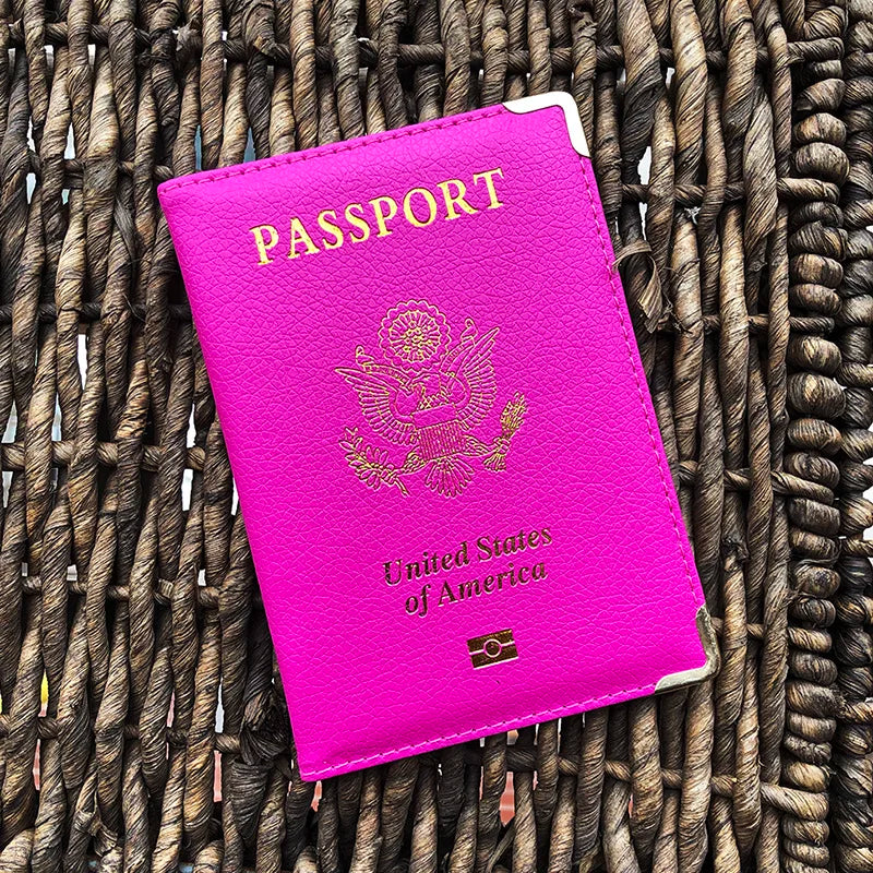 Travel Essentials USA Passport Cover Woman Cute Pink Personalized Passport Holder designer Travel Passport Case Pouch