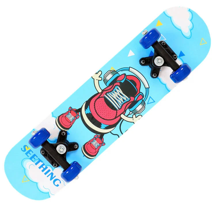 60CM Skateboard Beginner Kids Cartoon Skateboard Maple Wood Deck Skate Board Outdoor Long Board Double Rocker Skateboard Child