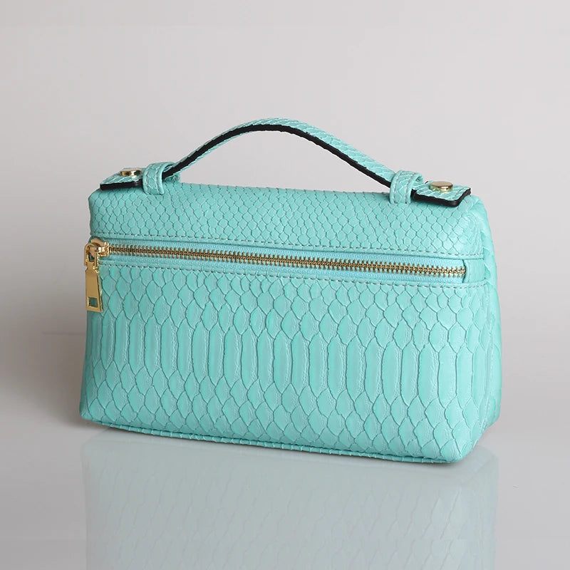 TOPHIIGH Newly Handbag Fashion Portable Make Up Bag For Women Clutch Snake Red Coffee Ladies Hand Bag Purse Ins Hot Selling