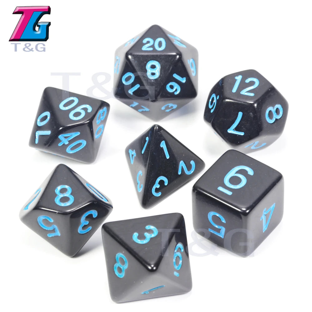 Wholesales 7pc/lot Dice Set Polyhedral D4,D6,D8,D10,D10%,D12,D20 Colorful Accessories for Board Game,DNDGame, RPG 25 Colors