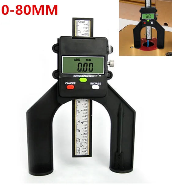 Digital Depth Gauge Digital Tread Depth Gauge LCD Magnetic Self Standing Aperture 80mm Hand Routers