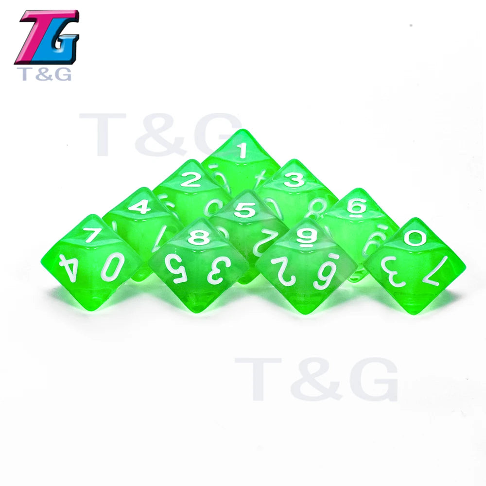 D10 Polyhedral Side Dice DND Games for Marble Transparent 10Pcs/Set for Funny Party Board Game