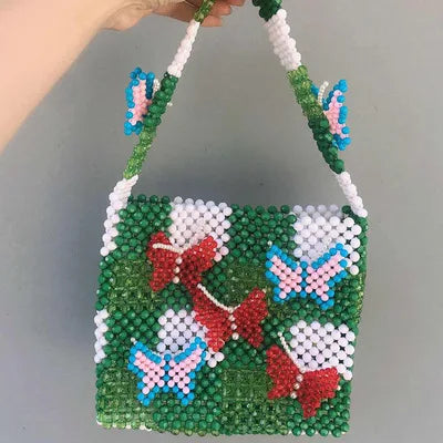 Luxury Pure Hand-woven Beaded Bucket Bag 2019 New Fashion Pearl Beaded Woven Shoulder Messenger Bag Handbags Women Family