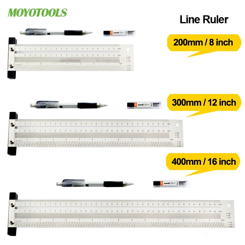 High-Precision Scale Ruler T-Type Hole Ruler Stainless Woodworking 100mm 200mm Scribing Mark Line Gauge Carpenter Measuring Tool