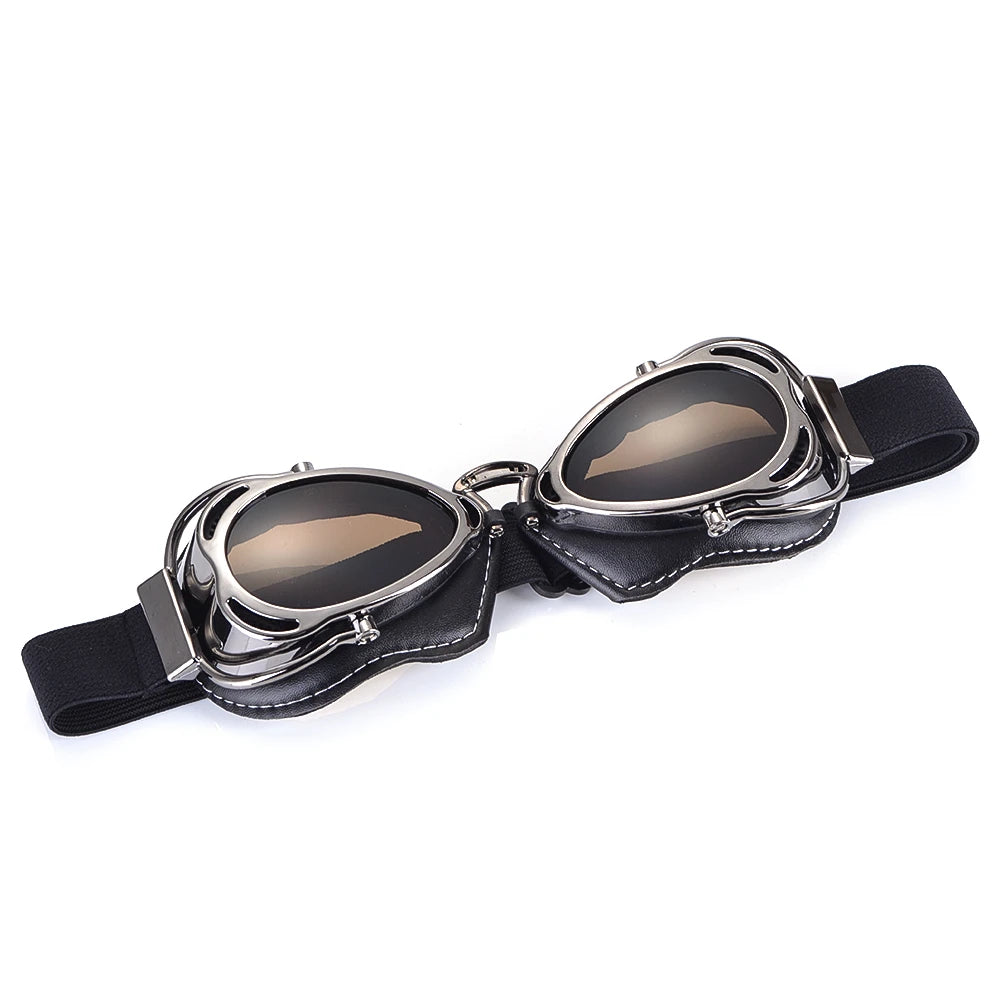 BJMOTO Motorcycle Helmet Steampunk Glasses Flying Goggles Vintage Pilot Biker Eyewear Goggle