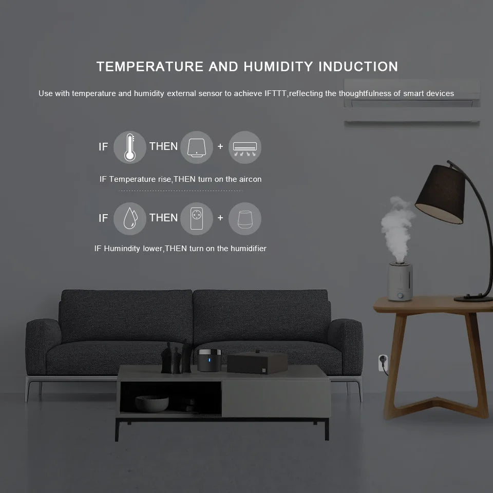 Broadlink RM4 MINI/HTS2  IR Remote Controller Air Conditioning TV Set-top Box Temperature Humidity Sensor HTS2 with Alexa