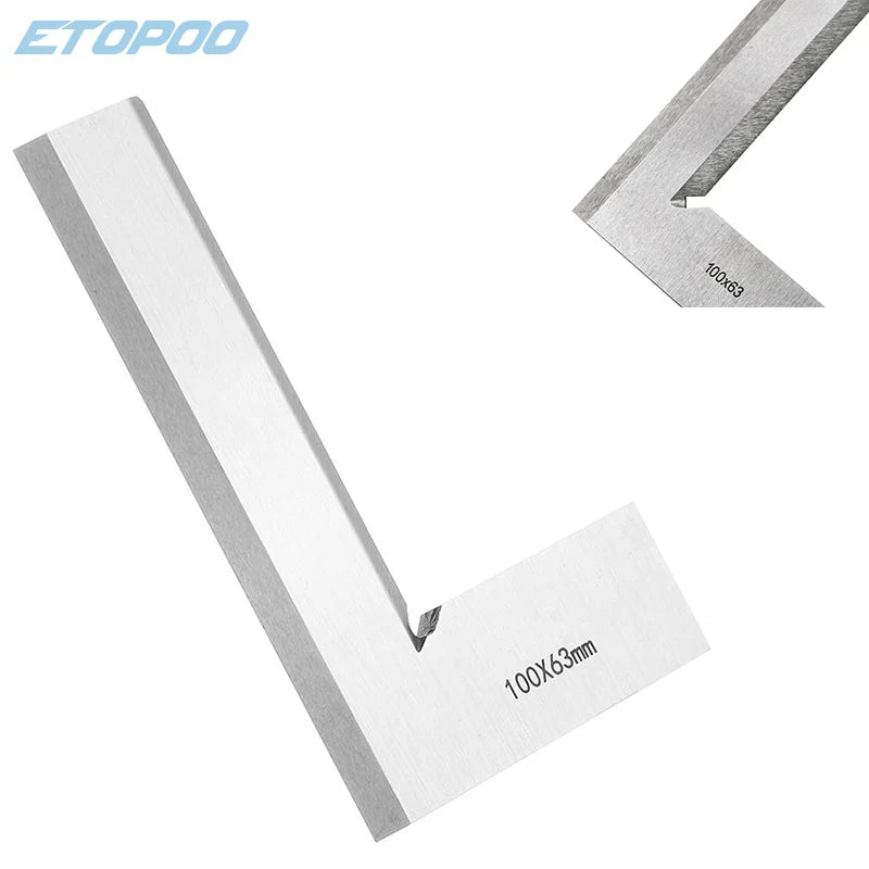 High quality Silver Tone Stainless Steel 100 x 63mm Bladed L Square Ruler