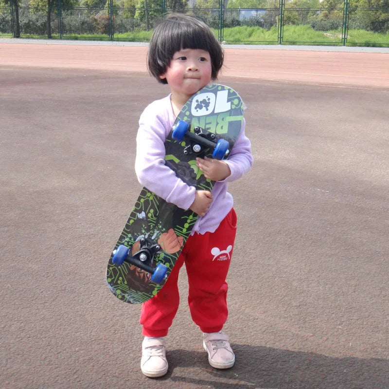 60CM Skateboard Beginner Kids Cartoon Skateboard Maple Wood Deck Skate Board Outdoor Long Board Double Rocker Skateboard Child