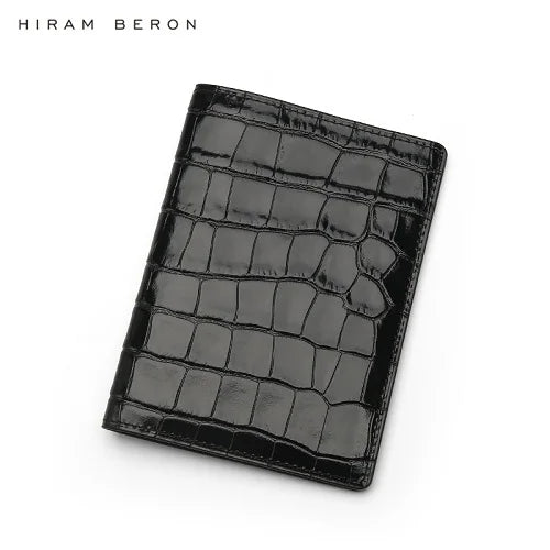 Hiram Beron Personalized Passport Cover Luxury Anti RFID Leather Embossed Crocodile Pattern Luxury Wallet Dropship