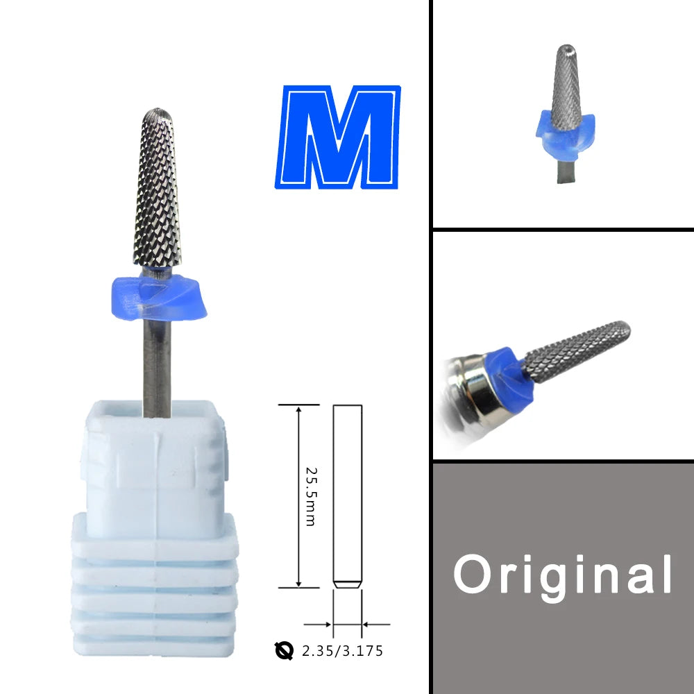 RolinStar 4.0mm Cone Gold Silver Cuticle  steel Carbide Clean Safety nail drill bit file gel polish remover