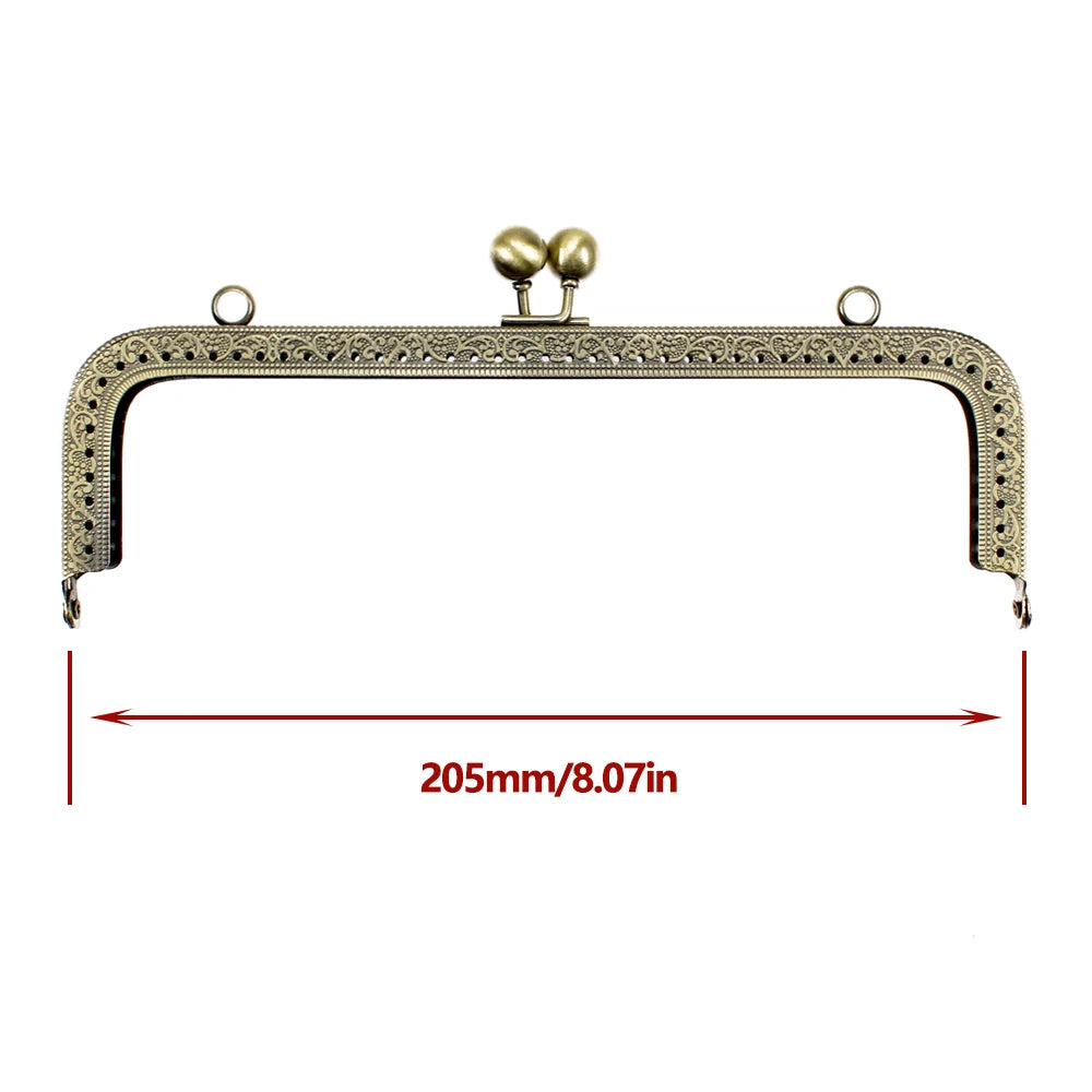 5Pcs 8.5/10.5/12.5/15/18/20.5CM Rectangle Embossing Alloy Metal Kiss Purse Frame Durable Bronze Sewing Clasp For Bag Purse