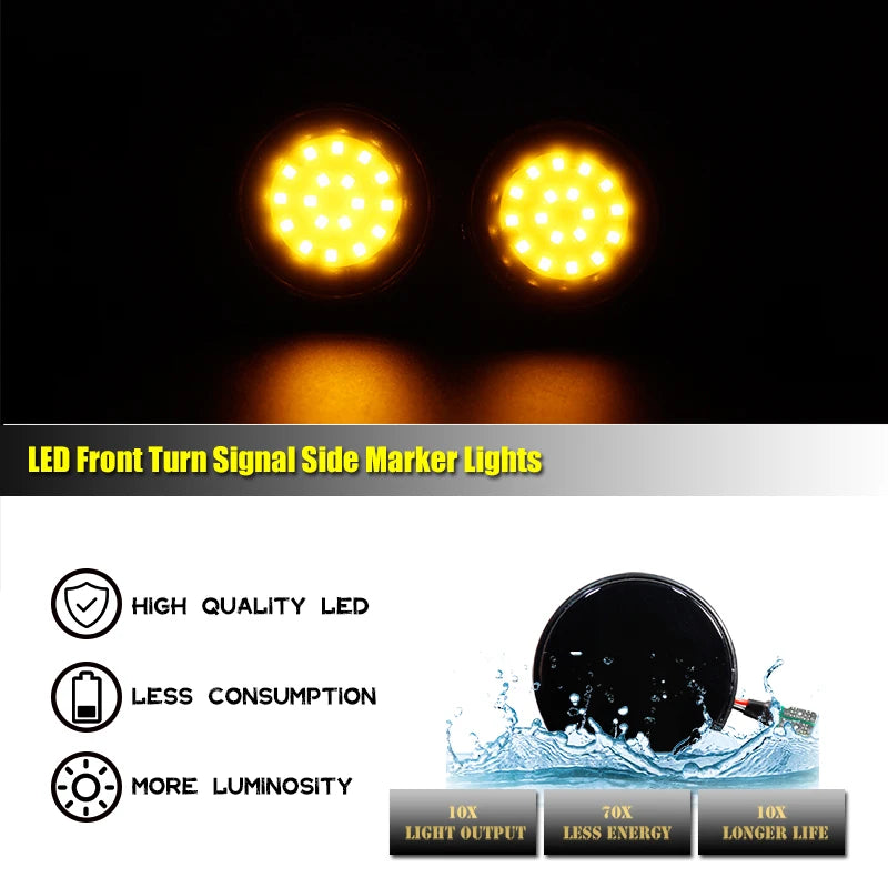 Amber LED Car Front Bumper Side Marker Turn Signal Lights For Mazda MX-5 Mk1 Mk2 Mk3 1989-2015 Fender Flare Lamp Indicator Lamp