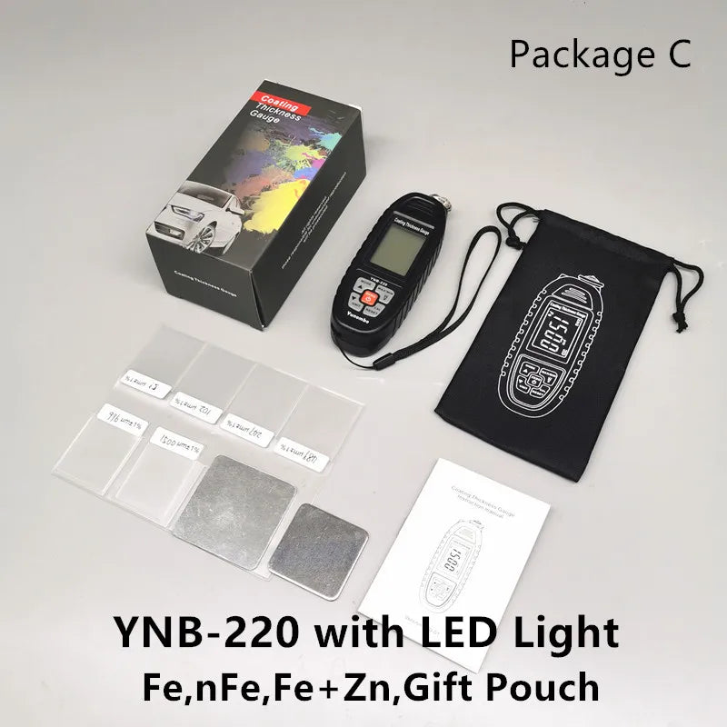 Yunombo YNB-220/220U Backlight Car Paint Tester Thickness Meter Coating Thickness Gauge with LED/UV Light
