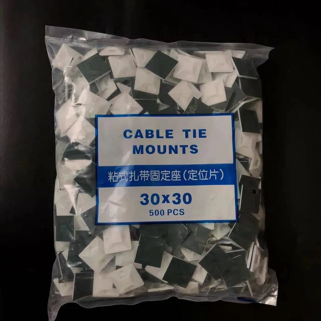 20Pcs 20/25/30/40mmPlastic Self Adhesive Cable Tie Mount Base Holder White 30*30mm Since the glue type positioning