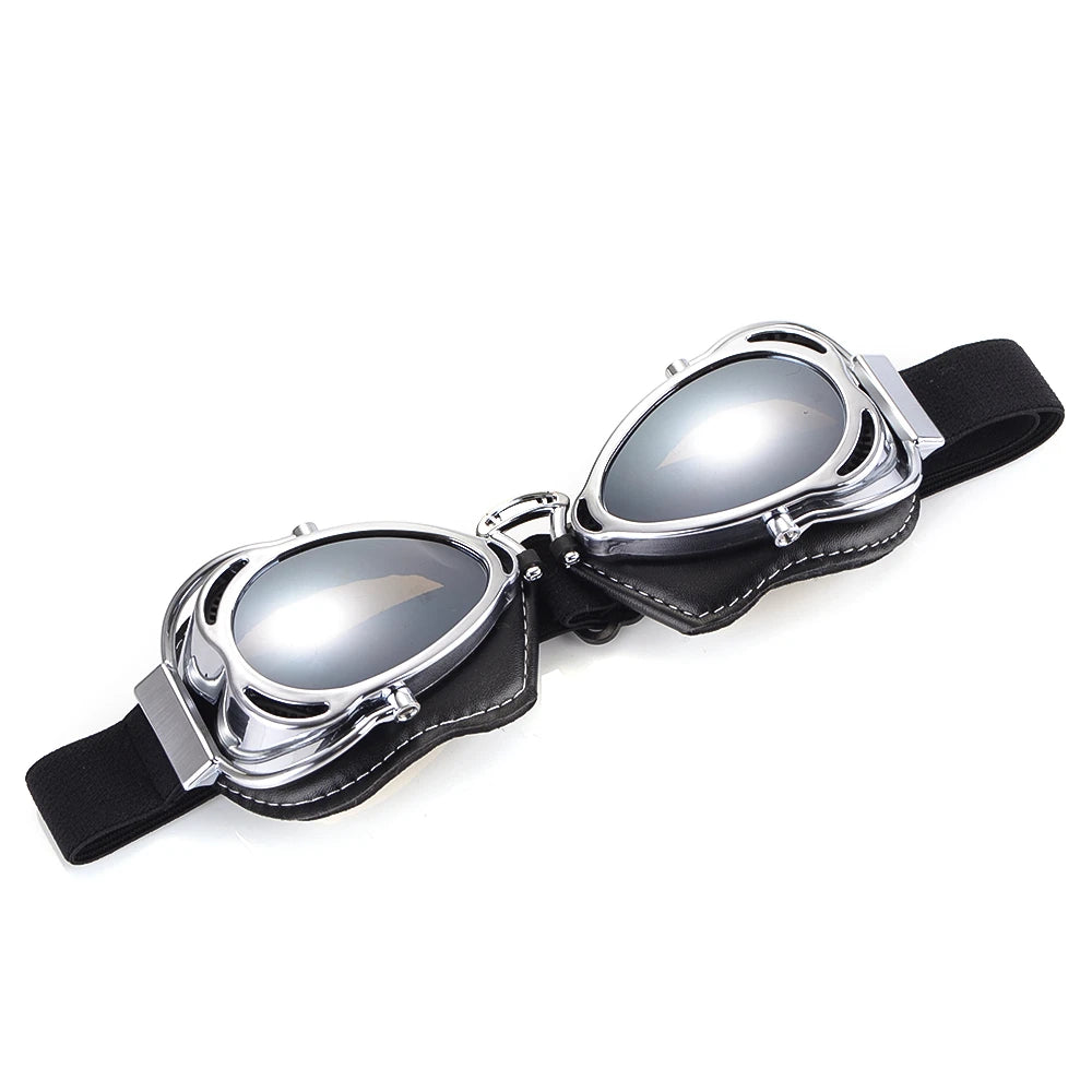 BJMOTO Motorcycle Helmet Steampunk Glasses Flying Goggles Vintage Pilot Biker Eyewear Goggle