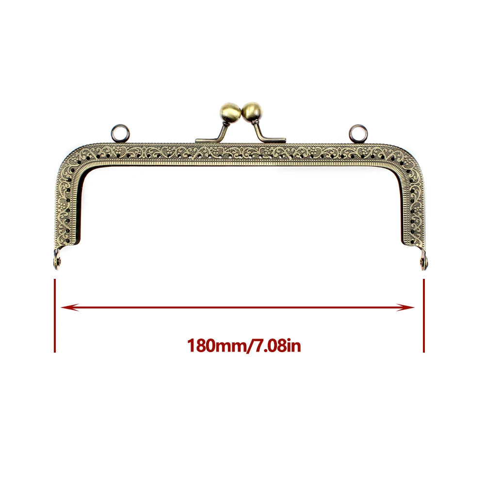 5Pcs 8.5/10.5/12.5/15/18/20.5CM Rectangle Embossing Alloy Metal Kiss Purse Frame Durable Bronze Sewing Clasp For Bag Purse