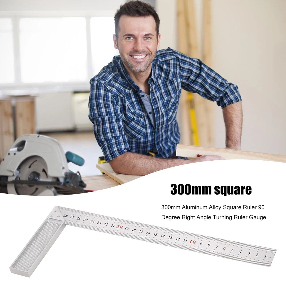300mm Aluminum Alloy Square Ruler 90 Degree Right Angle Turning Ruler Woodworking Measuring Tools Gauge New
