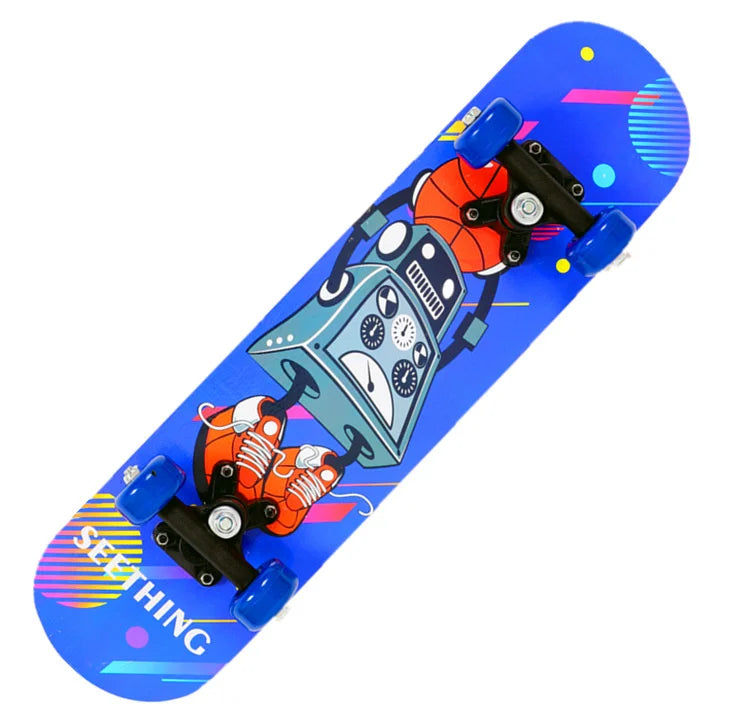 60CM Skateboard Beginner Kids Cartoon Skateboard Maple Wood Deck Skate Board Outdoor Long Board Double Rocker Skateboard Child