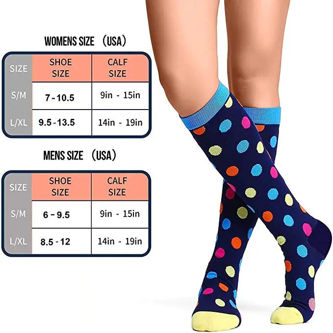 50 Style Antifatigue Unisex Compression Socks Fit for Nurses Flight Travel Medical Varicose Veins Leg Relief Pain Knee Stockings