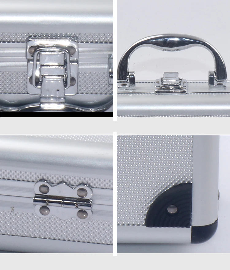 Small Toolbox 170x160x70mm Aluminum Tool Box Portable Instrument Box Storage Case with Lining Foam Handheld Impact Resistant