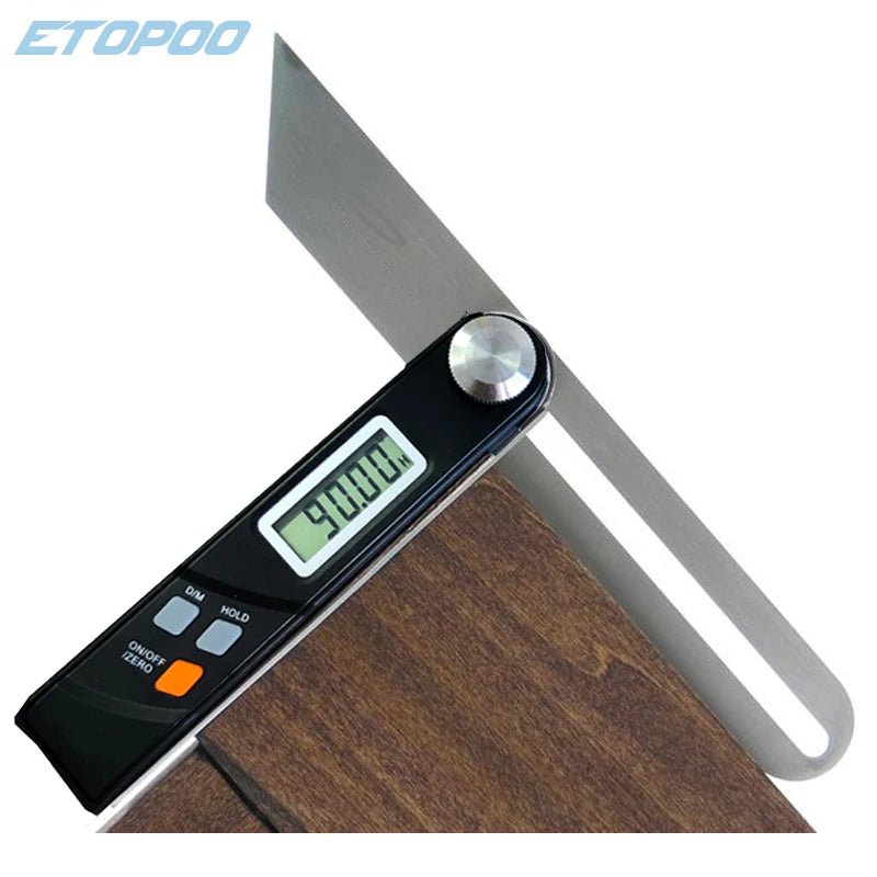 360 Degree Angle Finder T Bevel Gauge Digital Protractor Inclinometer Ruler Sliding LCD Display Stainless Steel Electronic Level