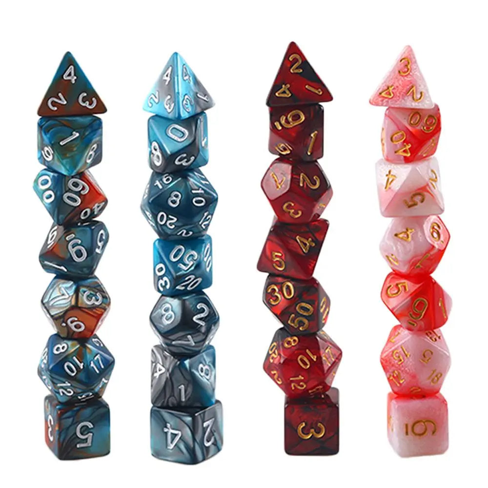 7-Die/Set New Acrylic Dice Set For TRPG DND Polyhedral 7-Die Lidescent Glitter Digital Dice Entertainment Game Accessories