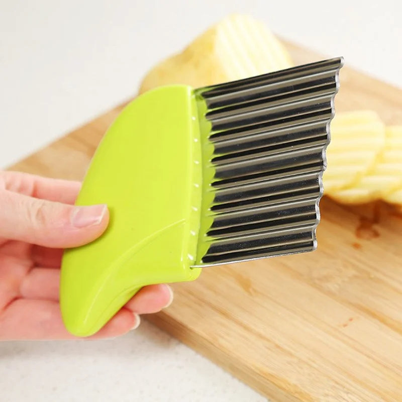 Potato Cutter Chip French Fry Maker Stainless Steel Wavy Knife French Fries Chopper kitchen Knife Chopper French Fry Maker Tools
