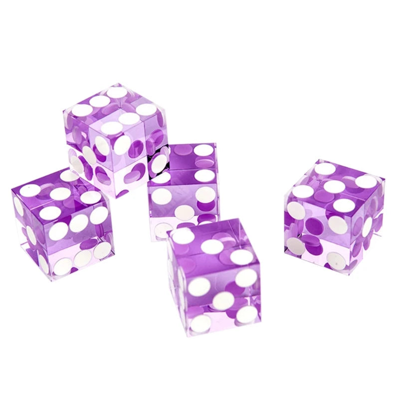 5pcs High-grade Acrylic Transparent Dice D6 19mm Casino Dice with Razor Edges XXUF