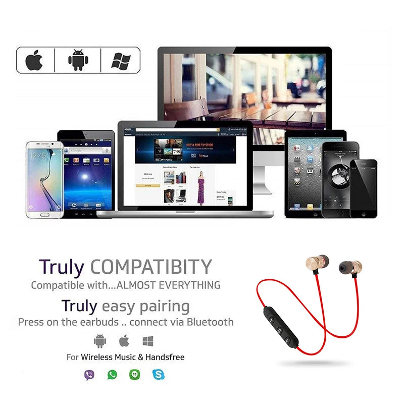 5.0 Bluetooth Wireless headphones Bass HIFI Headset Neckband Sport Stereo Earphone With Microphone Headphones for all smartphone