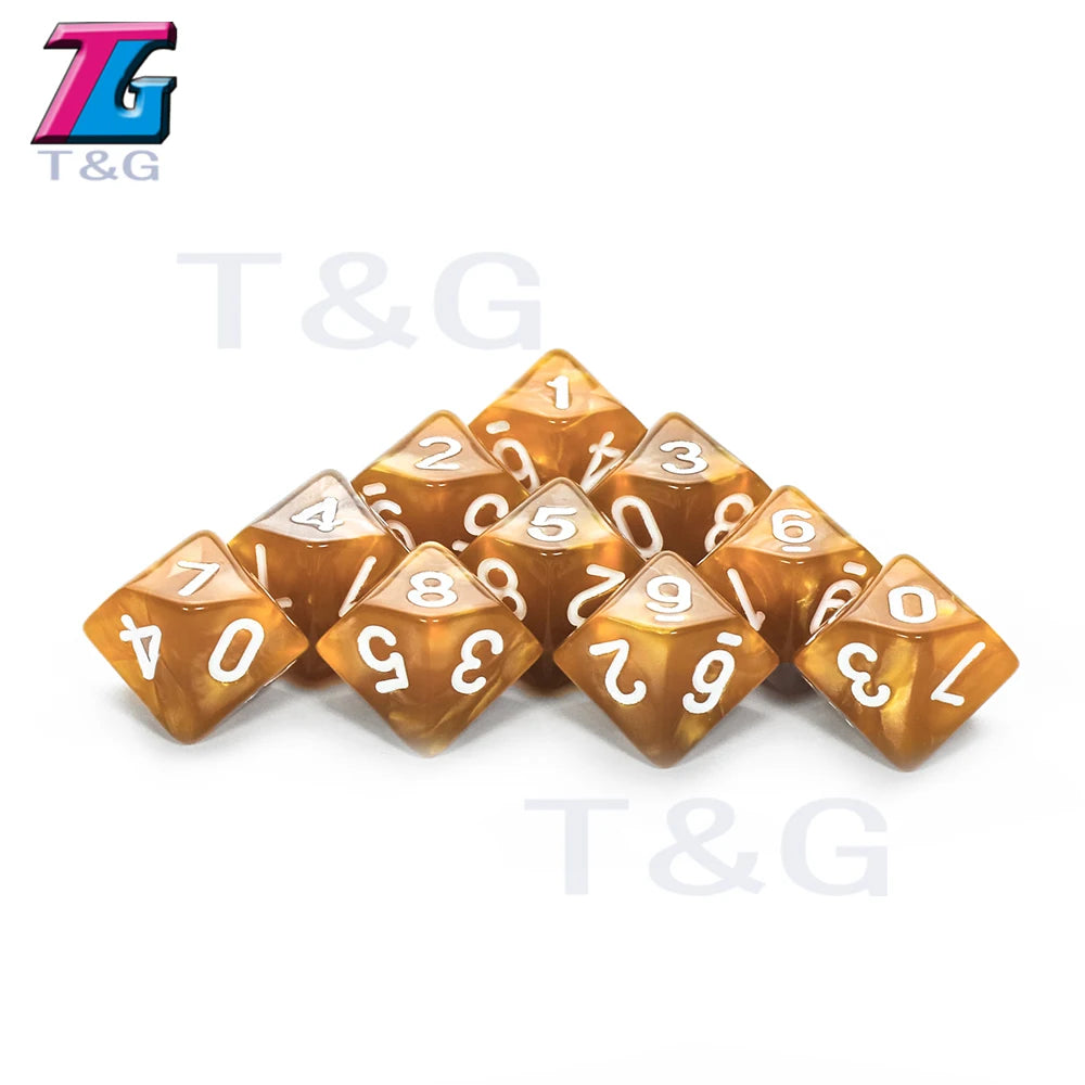 D10 Polyhedral Side Dice DND Games for Marble Transparent 10Pcs/Set for Funny Party Board Game