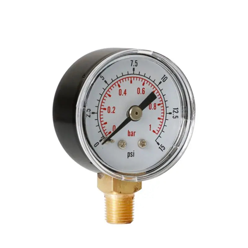 40mm Face Pressure Gauge 1/8" BSPT Bottom Mount 15,30,60.100,160 200, 300 PSI & Bar for Air Gas Water Fuel Liquid