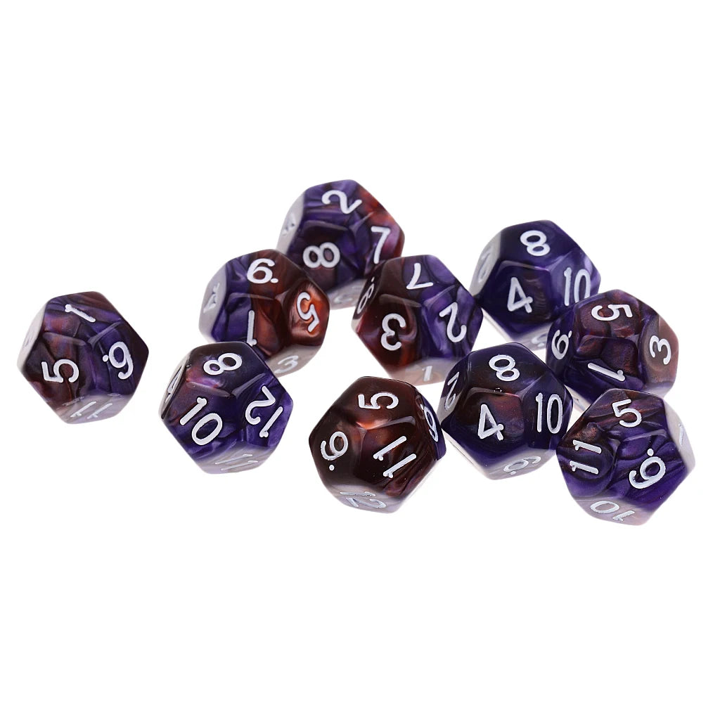 10pieces 12 Sided Dice Set D12 Polyhedral Dice for Dungeons and Dragons Party Table Games