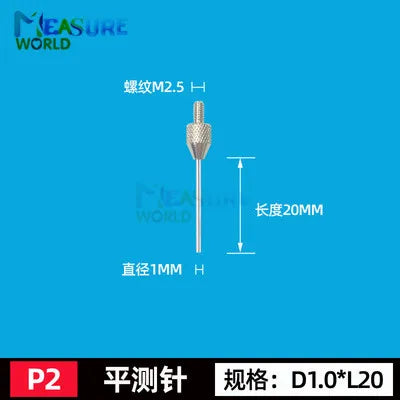 M2.5 Thread 1mm Needle Diameter Dial Test Indicator Contact Point D1 D2 10mm 20mm 30mm 40mm 50mm Length Measuring Gauging Tools