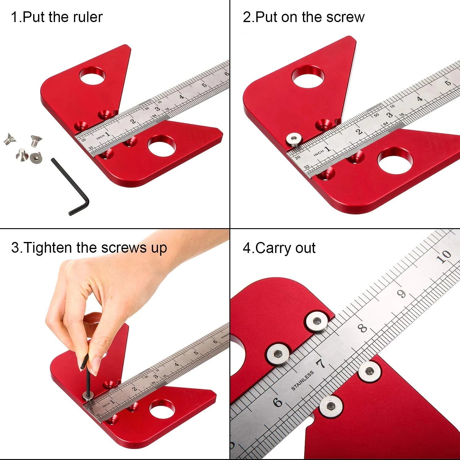 45 Degrees Center Scribe Square Center line Measuring Tool Aluminum Alloy Center Finder Line Gauge with Replaceable Ruler