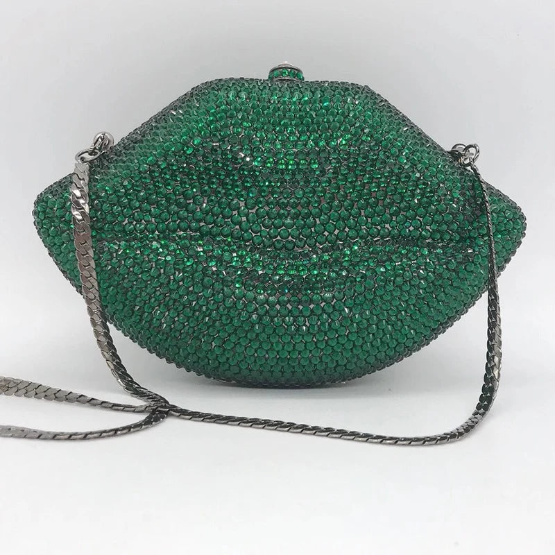 New Arrival Mouth Crystal Evening Bag Yellow/AB Diamond Wedding Bridal Clutches Purses Women’s Rhinestone Mini Minaudier Handbag