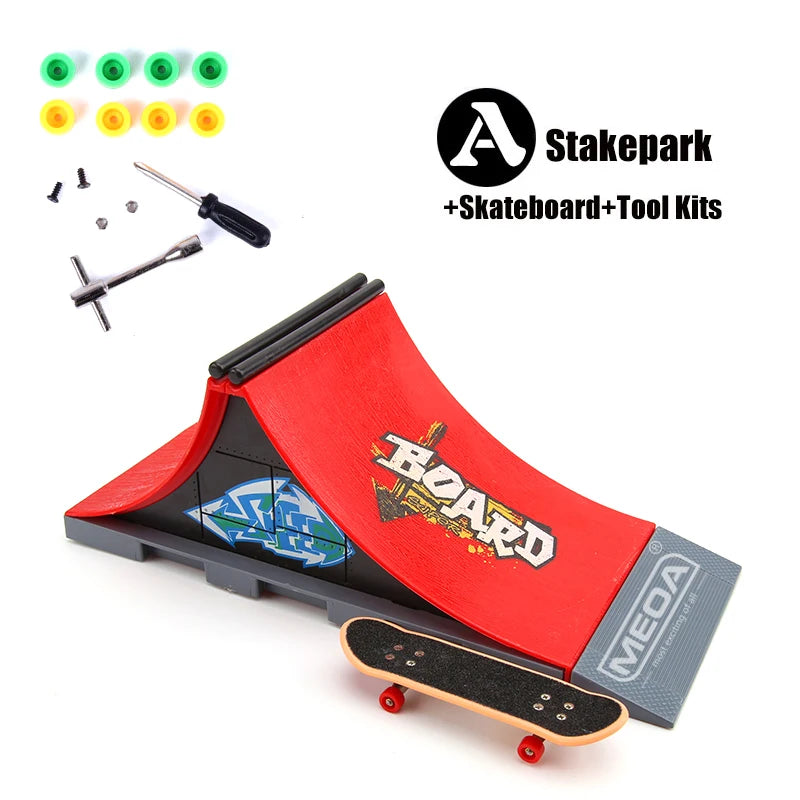 10 In 1 Finger Skateboards DIY Skate Park Ramp Parts Tech Deck Scene Venue Combination Set For Children Indoor Home Toys