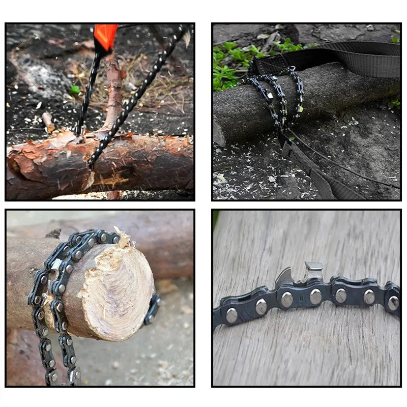 11/33 Teeth Portable Survival Chain Saw Chainsaws Emergency Camping Hiking Pocket Hand Saw Tool Pouch Outdoor Pocket Chain Saw