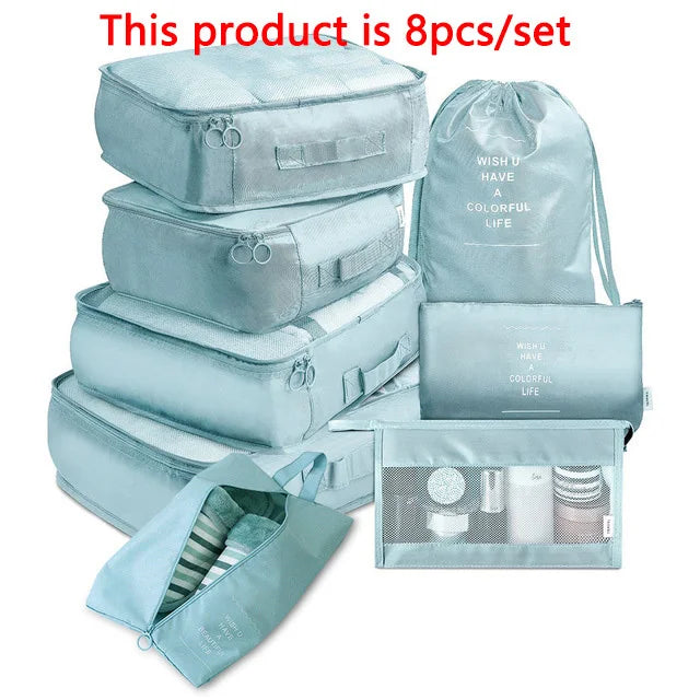 6/8/9pcs/Set Travel Organizer Storage Bags Suitcase Packing Set Storage Cases Luggage Organizer Clothes Bra Shoe Tidy Pouch Bag