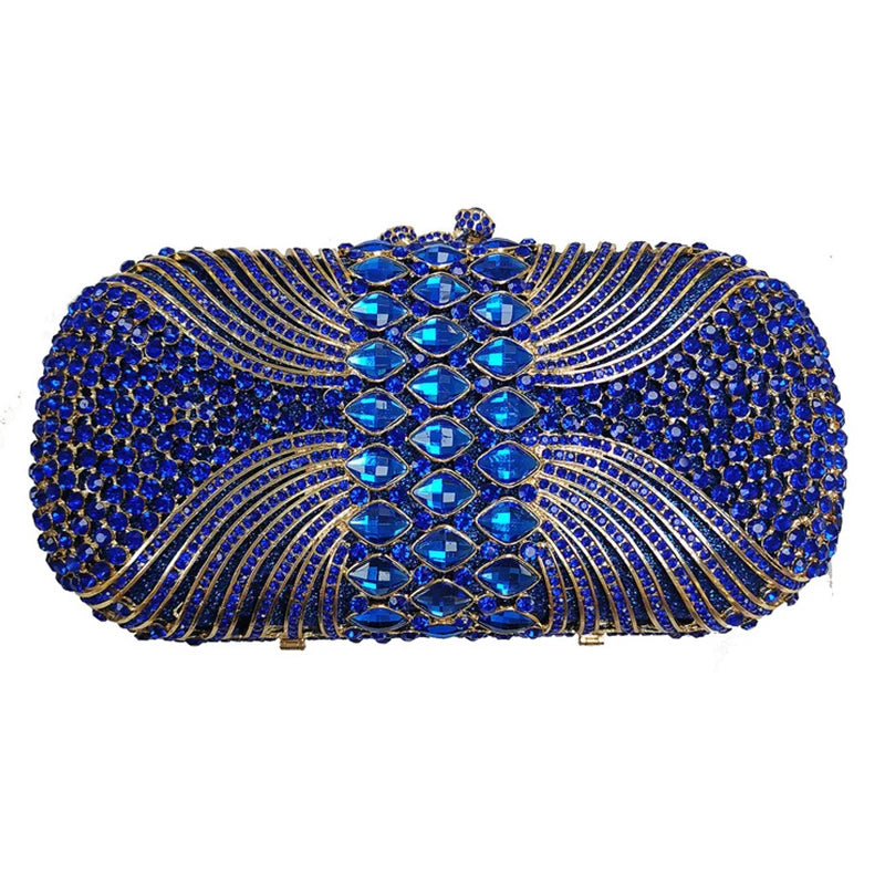 Hollow Out Green Rhinestone Crystal Evening Party Bags Gold Metal Clutch Female Wedding Purses Diamond Handbags Money Clutches