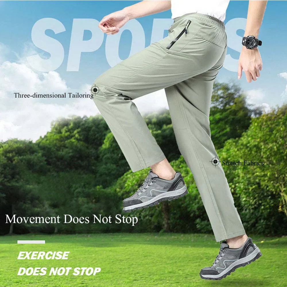 NUONEKO Breathable Hiking Pants Men Summer Stretch Quick Dry Outdoor Male Mountain Climbing Fishing Trekking Tourism Trousers