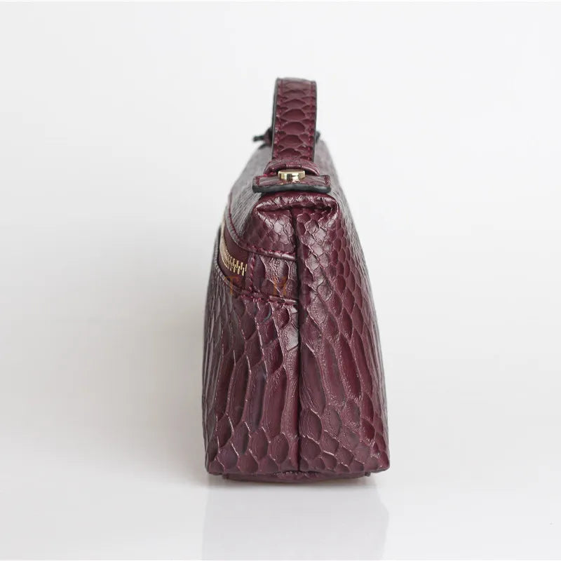 TOPHIIGH Newly Handbag Fashion Portable Make Up Bag For Women Clutch Snake Red Coffee Ladies Hand Bag Purse Ins Hot Selling
