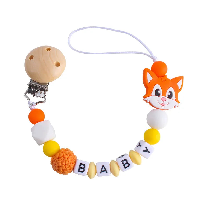 Custom Free personalized Name baby pacifier holder chain Handmade silicone crown safe teether Newborn Chew Gift