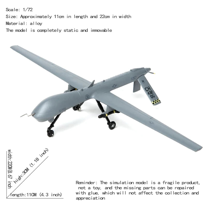 JASON TUTU 1/72 Scale MQ-1 Predator Drone Reconnaissance Collection Metal Diecast Model Aircraft Plane Drop shipping