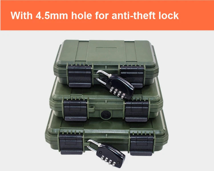 Toolbox Shockproof  Waterproof Sealed Safety Case  Airtight Tool Box Instrument Lockable Dry with Pre-Cut Foam