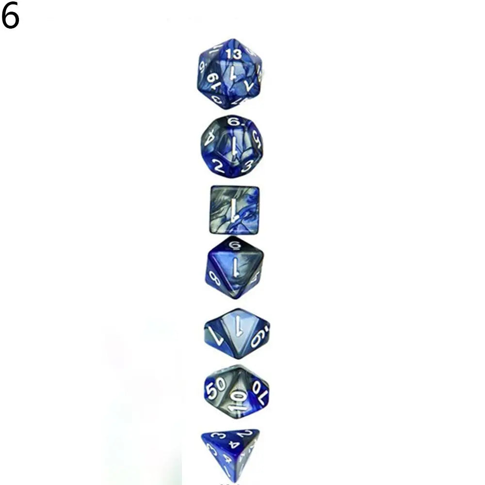 7-Die/Set New Acrylic Dice Set For TRPG DND Polyhedral 7-Die Lidescent Glitter Digital Dice Entertainment Game Accessories