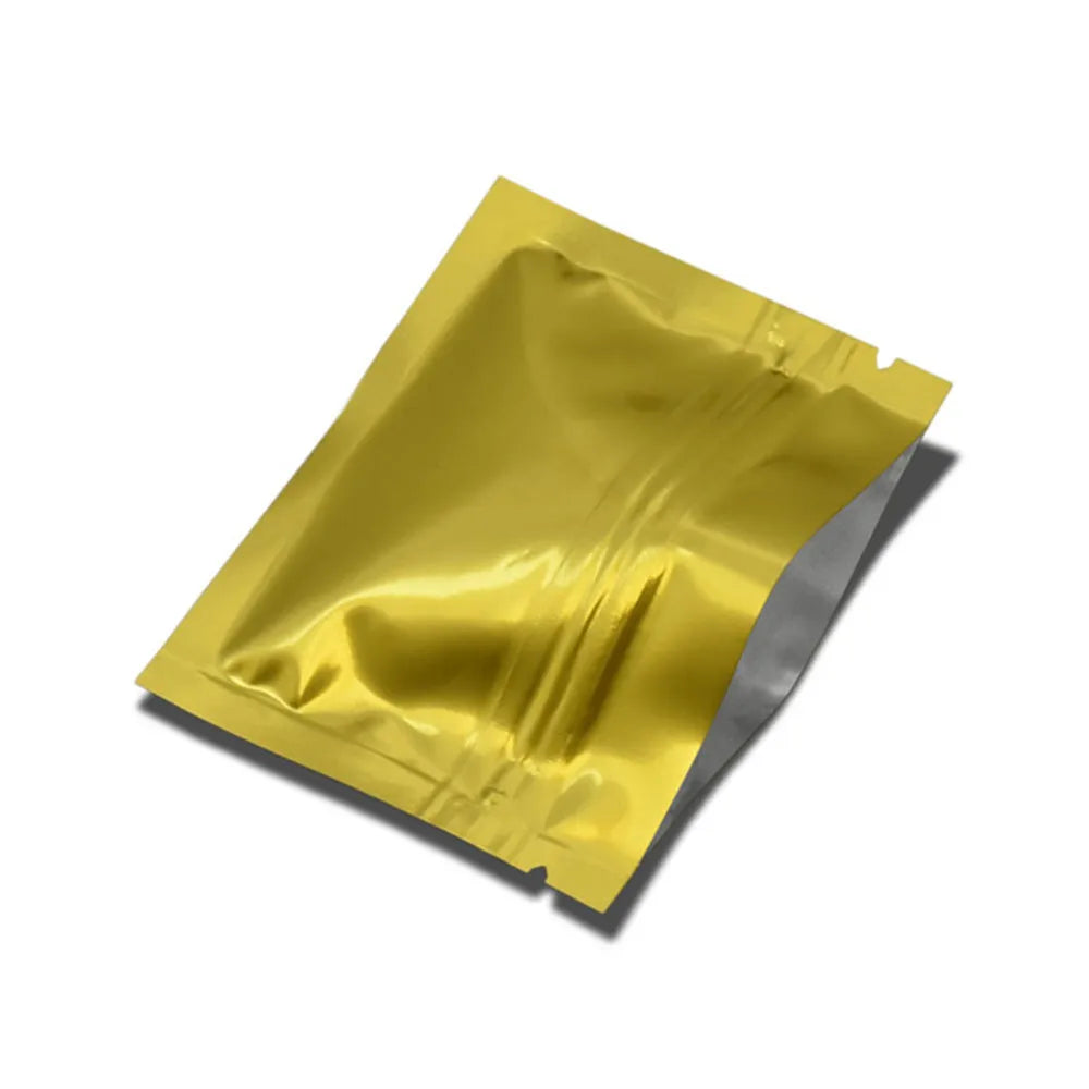 100Pcs Colorful Glossy Aluminum Foil Zip Lock Bag Tear Notch Self Grip Seal Food Ground Coffee Storage Packaging Pouches